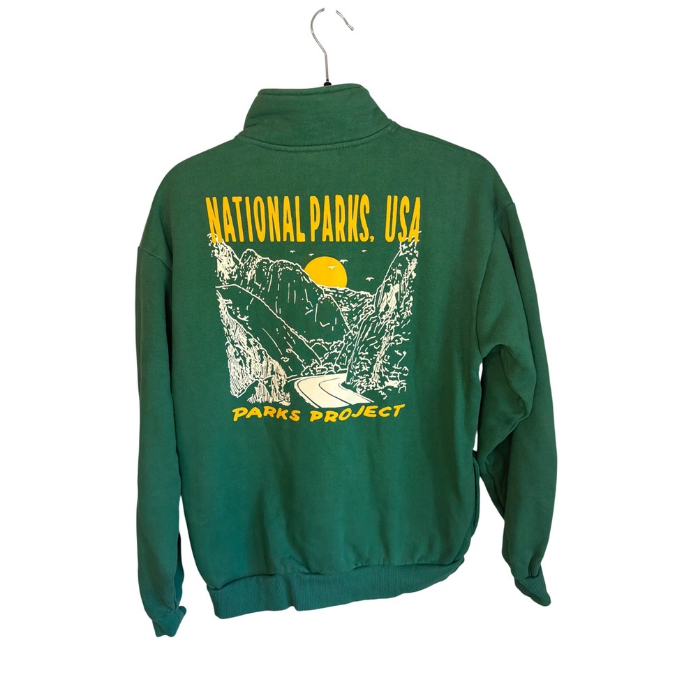 Parks Project National Parks USA Green Quarter Zip Sweatshirt Mens Medium